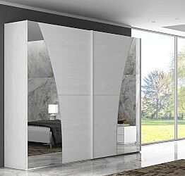 Maxi armadio scorrevole di design Poiana finitura Frassino gesso con specchi Zenzero Shop