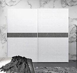 Armadio Lanario con 2 ante scorrevoli in finitura Frassino gesso con dettaglio Pietra 