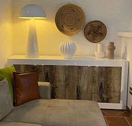 MadiaCredenza Moderna, Madia Bianca Lucida con 4 ante in finitura Pero