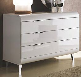 Madia 3 cassetti con piedini, bianco lucido, made in Italy