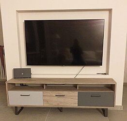 Moderno Mobile basso televisore Lappo con gambe in Metallo, 3 cassetti