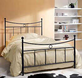 Letto Barber in tubolare di ferro, una piazza e mezza, color grafite, made in Italy