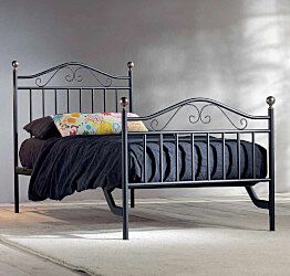 Letto Chauvon in tubolare di ferro, singolo, color grafite, made in Italy