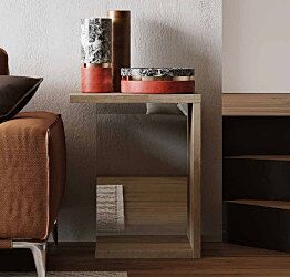 Tavolino salvaspazio, color quercia, verticale con vetro