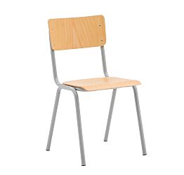 Sedia con fusto grigio con seduta e schienale grigio