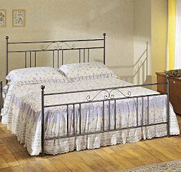 Letto in ferro battuto Blavet, color grafite, made in Italy