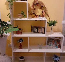 Moderna Libreria BOOK a scala, made in Italy, 4 ripiani