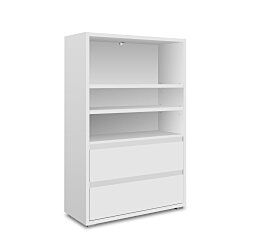 Capiente Libreria moderna con 2 cassetti, finitura Bianco opaco