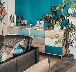 Madia lavik stile nordico con gambe in legno a 6 cassetti