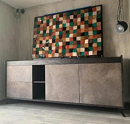 Madia Rovere tabacco e Ardesia chiara con 2 ante e 2 cassetti