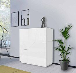 Credenza alta Bianco lucido L.100 cm, Made in Italy