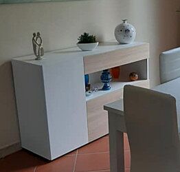 Madia economica colore rovere samoa e bianco lucido