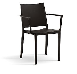 Sedia da esterno con braccioli in polipropilene, colore nero