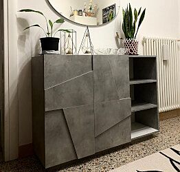 Madia particolare con disegni geometrici, finitura Beton Zenzero Shop