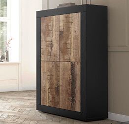 Credenza Moderna, Madia di Design, 4 ante Alta, Pero e Nera