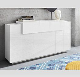 Madia moderna di design con 3 ante e una ribalta in finitura Bianco 