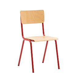 Sedia con fusto rosso con seduta e schienale tinta naturale