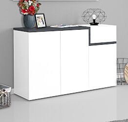 Scarpiera 3 ante, 1 anta ribalta bianco lucido ardesia, made in Italy