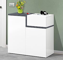 Scarpiera 2 ante, 1 anta ribalta bianco lucido ardesia, made in Italy