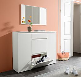 Conveniente e spaziosa scarpiera L.138 finitura Bianco opaco 