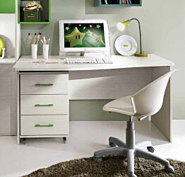 Scrivania con sagomatura sinistra, colore Kiri, con cassettiera indipendente, Made in Italy