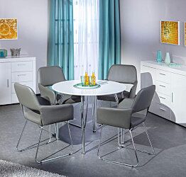 Tavolo rotondo in mdf laccato bianco e metallo, 100x100 cm