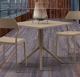 Tavolino quadrato 80 x 80 da esterno, color tortora