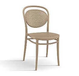 Sedia con seduta e schienale in resina forata, color Tortora