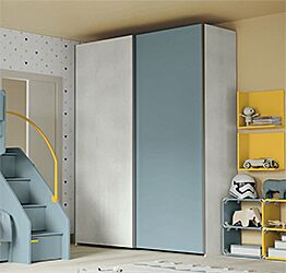 Armadio scorrevole a 2 ante in finitura Cadaques e Rovere bianco