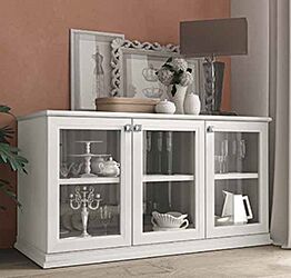 Credenza con vetrina a 3 ante in finitura Bucaneve