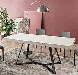 Tavolo moderno allungabile Ambra  in finitura Calacatta e Grigio nero opaco