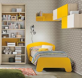 Letto singolo  Eco per camerette in finitura Girasole