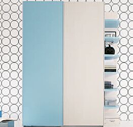 Armadio per camerette con 2 ante scorrevoli i in finitura Larice e Turchese LACCATO