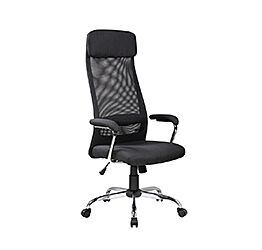 Poltrona presidenziale con braccioli e poggiatesta, Nera