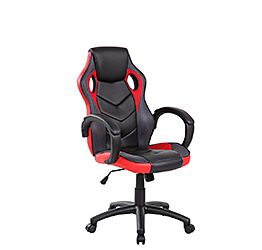 Poltrona Gaming con braccioli in finitura Rossa e Nera, imbottitura in PU