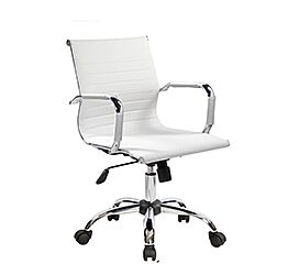 Poltrona direzionale con braccioli in PU, Bianca