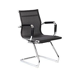 Poltrona da attesa con slitta e braccioli in rete nera 