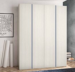 Armadio moderno con 4 ante battenti in finitura Bianco larice e Carta da Zucchero