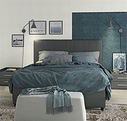 Letti matrimoniali contenitori, letto in ecopelle  con comodini in finitura Titanio