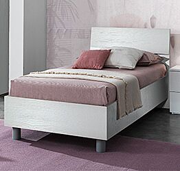 Letto singolo di design, con finitura in bianco frassinato