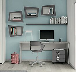 Zona studio per camerette in finitura Grigio titanio e Grigio dorian Zenzero Shop