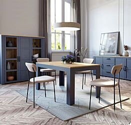 Soggiorno moderno completo, finitura Rovere navy e Rovere riviera