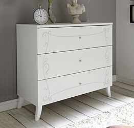 Comò bianco avatar di design con serigrafia frontale