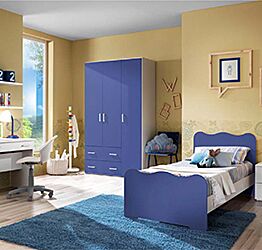 Camerette bambini, cameretta completa bianco frassino e blu