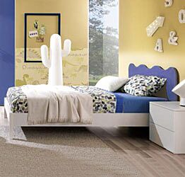 Letto una piazza e mezza linea onda, finitura Blu