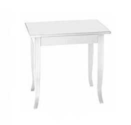 Tavolo fisso in legno, bianco opaco, arte povera - gambe a sciabola