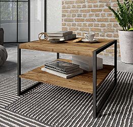 Tavolino con doppio piano d'appoggio, misure 65 x 65 cm 