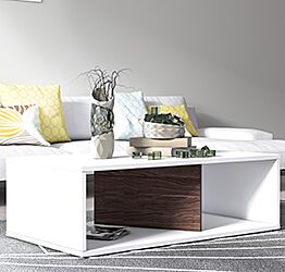 Tavolino moderno Ankara bianco e noce