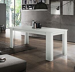 Tavolo moderno per interni, completo di allunga, finitura Larice Bianco L.140