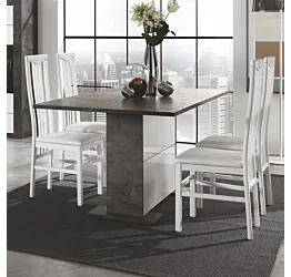 Tavolo fisso L.160, moderno, Ossido e Bianco lucido serigrafato